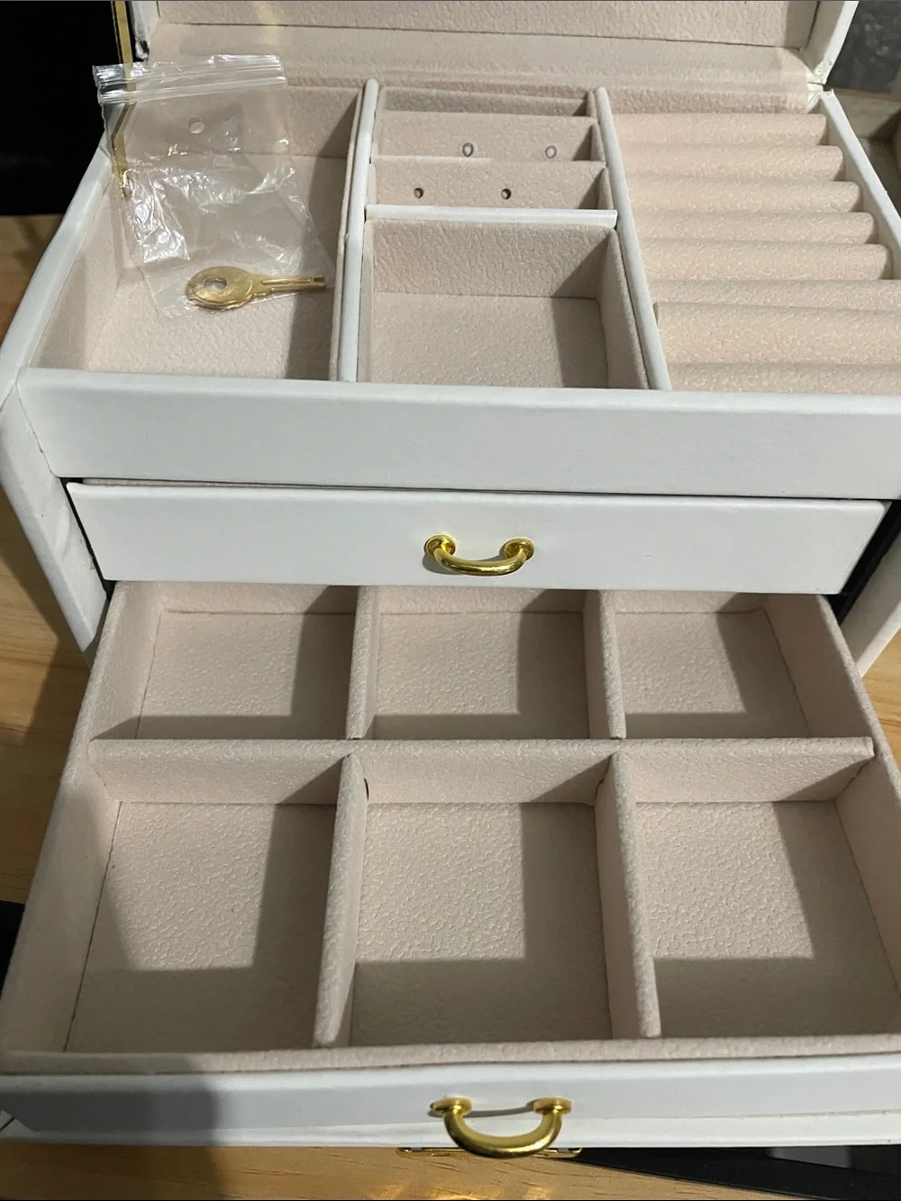 White Jewelry Box with Gold Hardware - Women Accessories